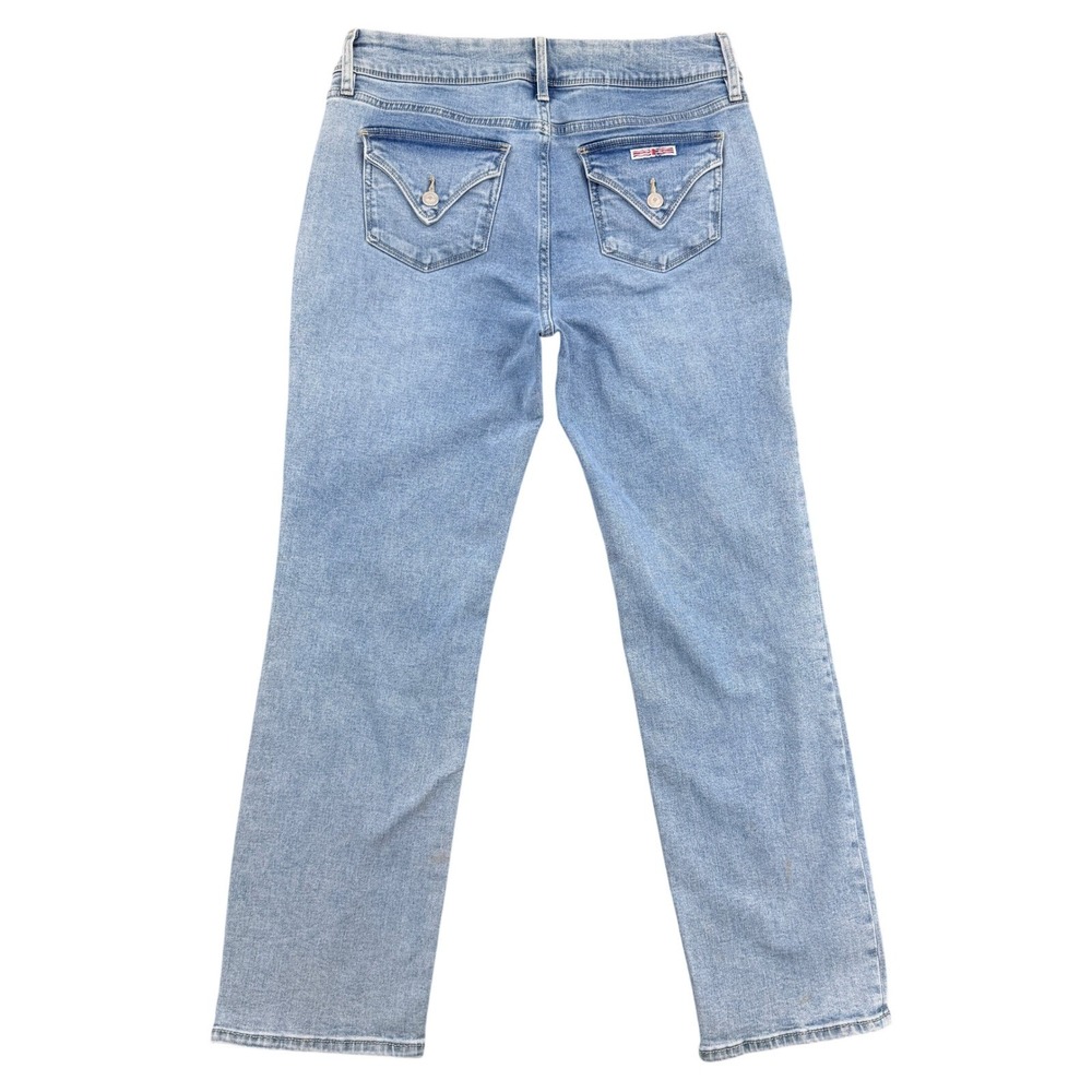 Hudson Los Angeles Women Light Wash Straight Leg Flap Pocket Jeans Sz 10 Stretch